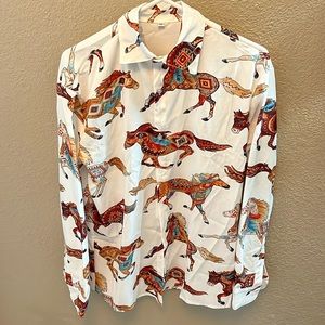 Western Horse Pattern Women’s Blouse